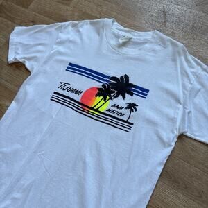 Vintage 90s Tijuana Baja Mexico T-Shirt L Sunset Palm Trees Vacation Neon Single